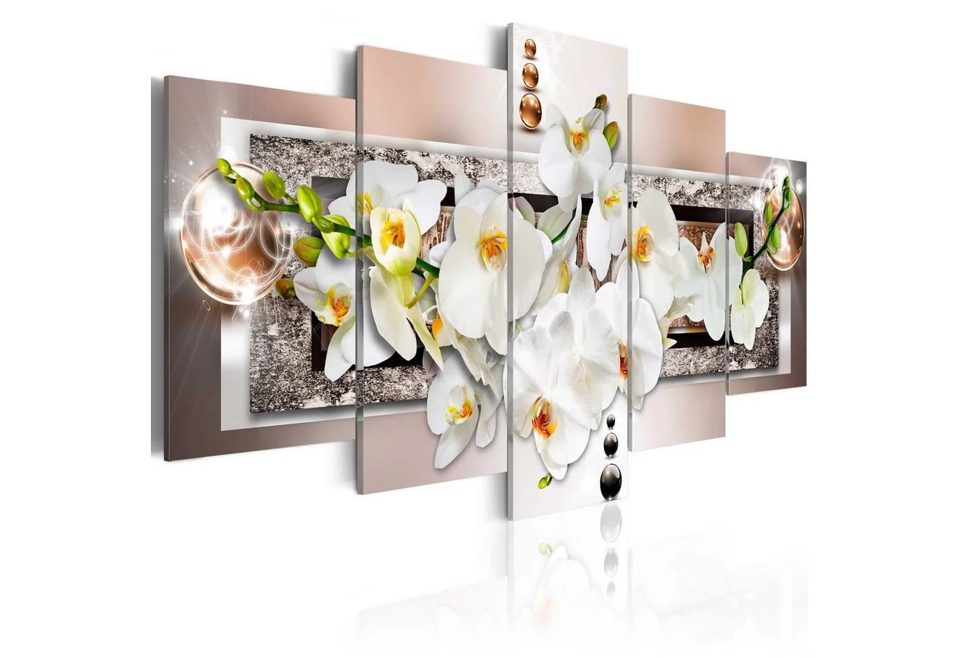 Artgeist Wandbild White Abstract Orchid Beige Grau - Bild 2