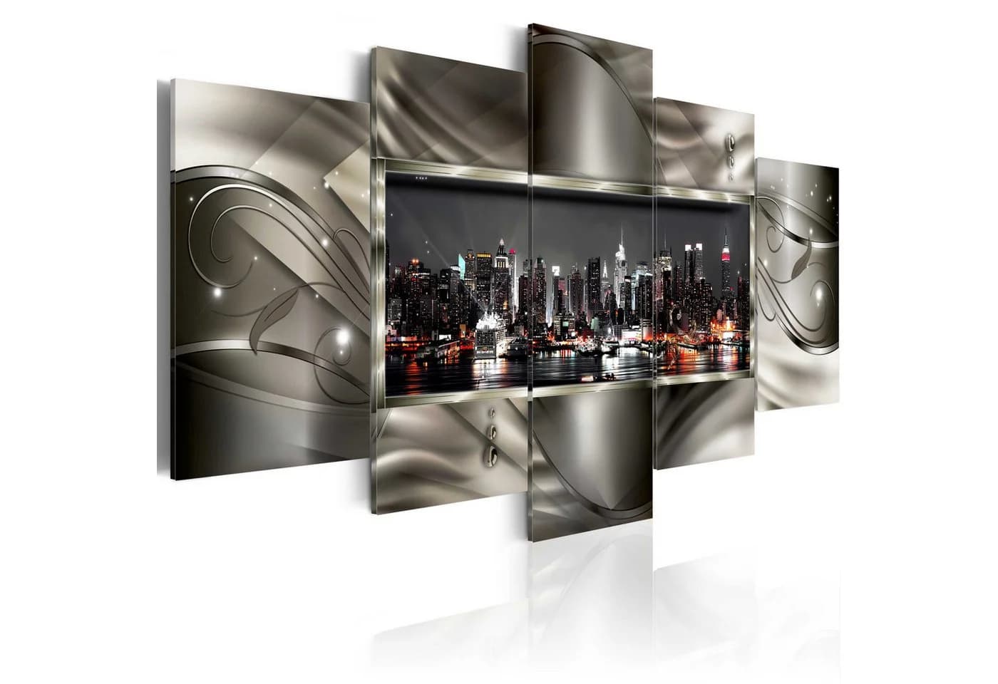 Artgeist Wandbild Night in New York II Grau Silber Leinwand - Bild 2