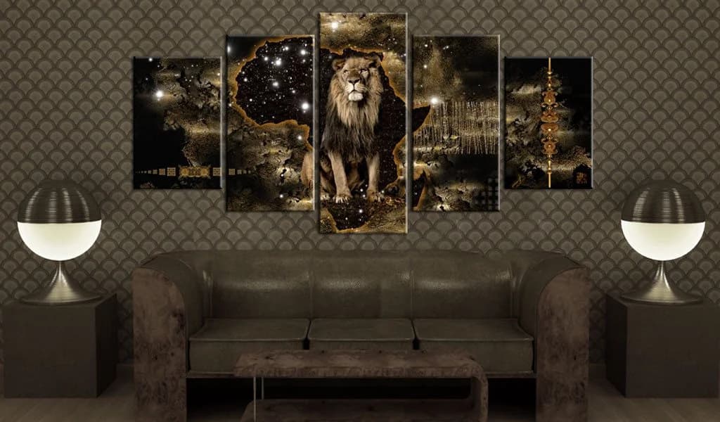 Artgeist Wandbild Golden Lion Gold/Schwarz Vlies & Leinwand