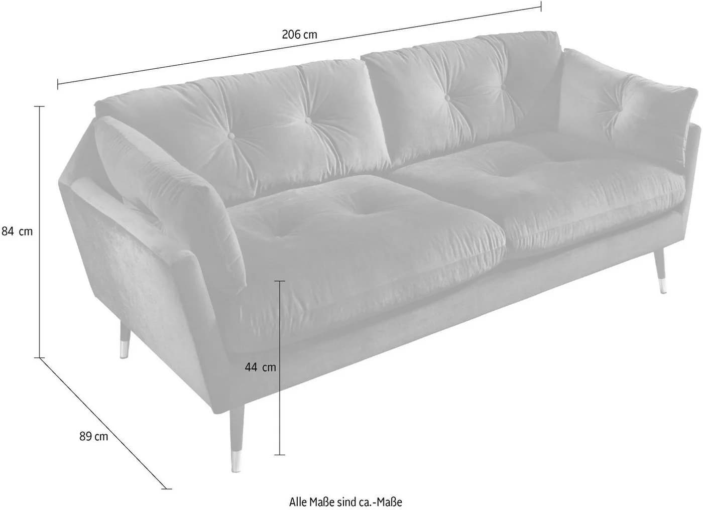 TRENDS BY HG Japan 2,5-Sitzer Sofa Grün Microvelours - Bild 4