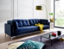 TRENDS BY HG Landau 3-Sitzer Sofa Blau Microvelours Bild 2