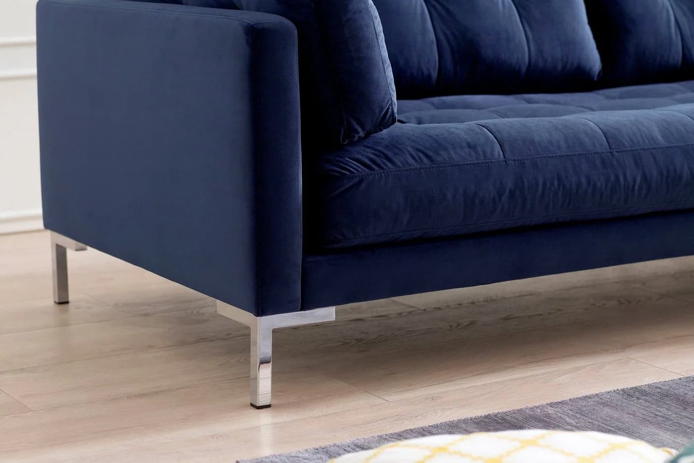 TRENDS BY HG Landau 3-Sitzer Sofa Blau Microvelours - Bild 5