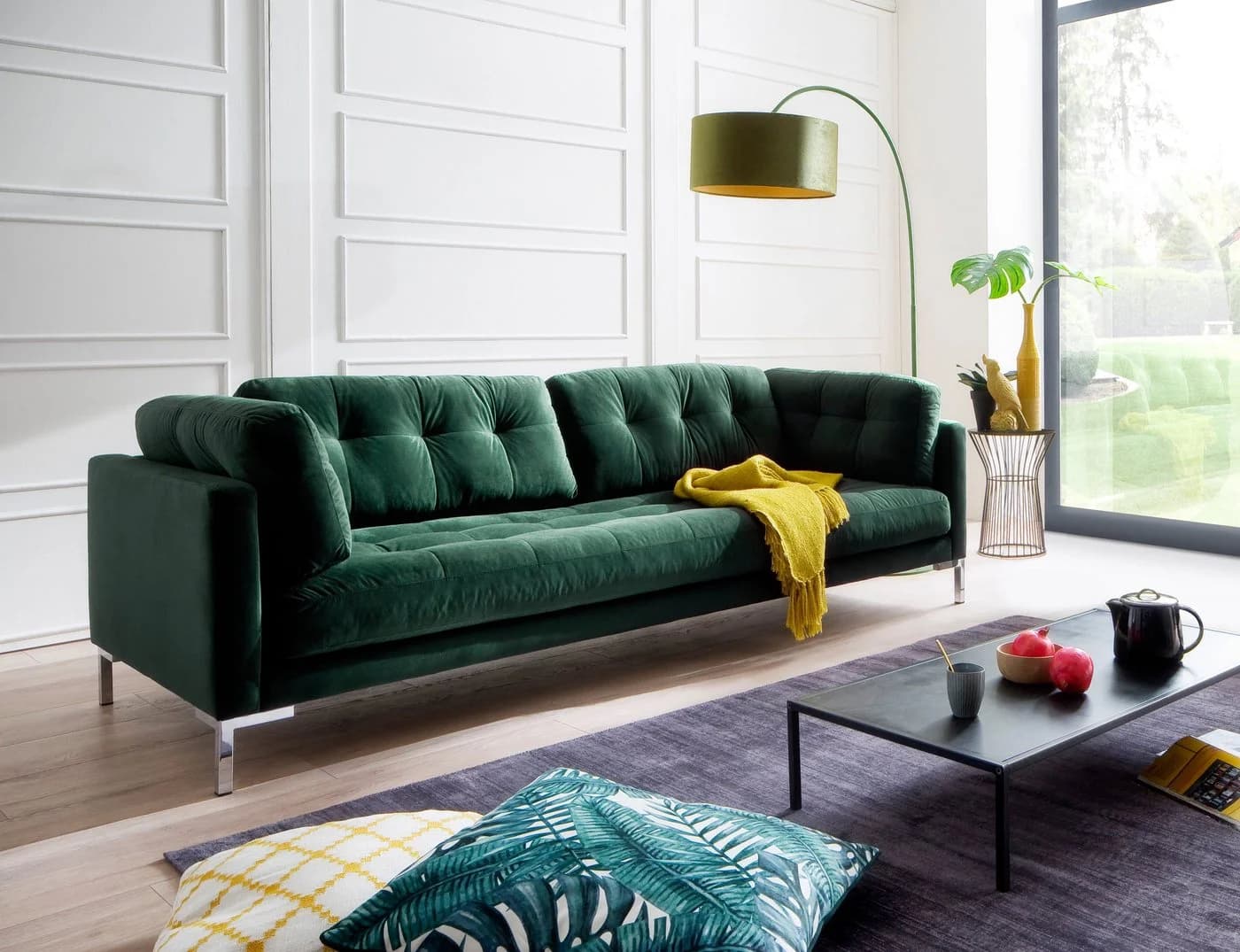 Trends by HG Landau 3-Sitzer Sofa Grün Microvelours - Bild 2