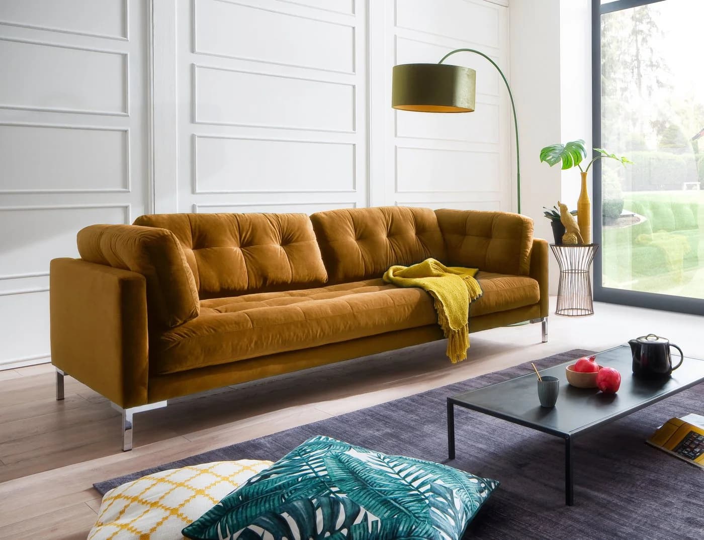 Trends by HG Sofa Landau 3-Sitzer Braun Messing Microvelours - Bild 2