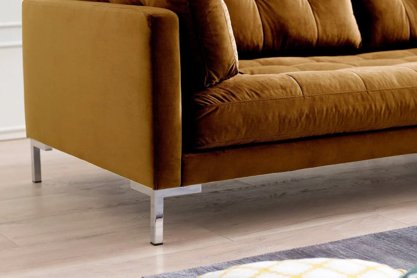 Trends by HG Sofa Landau 3-Sitzer Braun Messing Microvelours - Bild 5