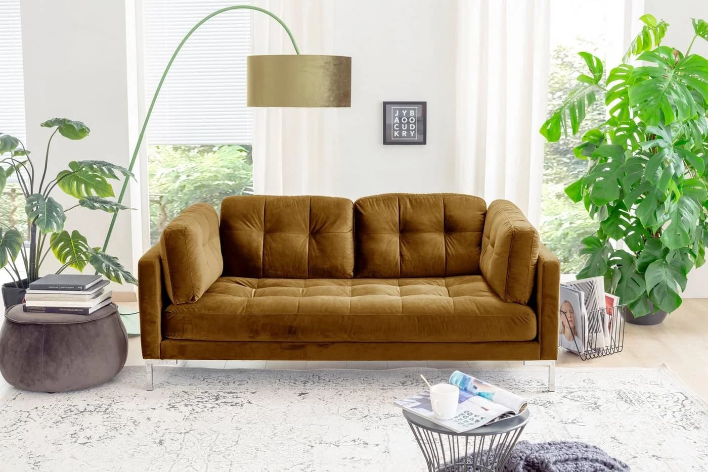 TRENDS BY HG Landau 2-Sitzer Sofa Braun Metallfüße - Bild 2