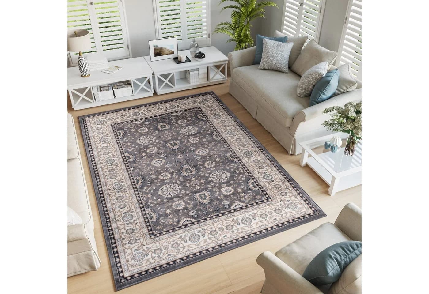 Tapiso Teppich COLORADO Grau Kurzflor Klassisch