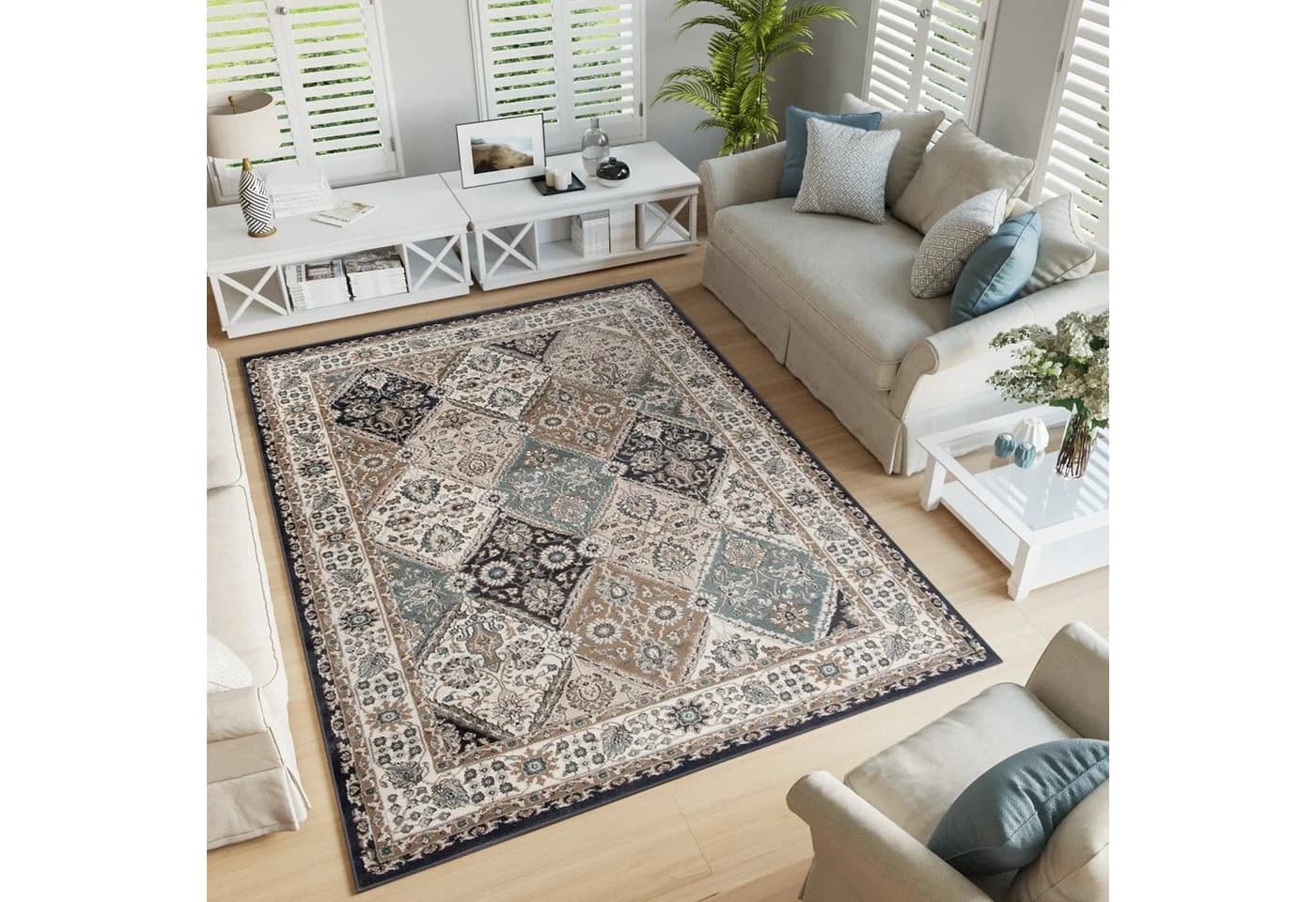 Tapiso Teppich DUBAI Kurzflor Beige