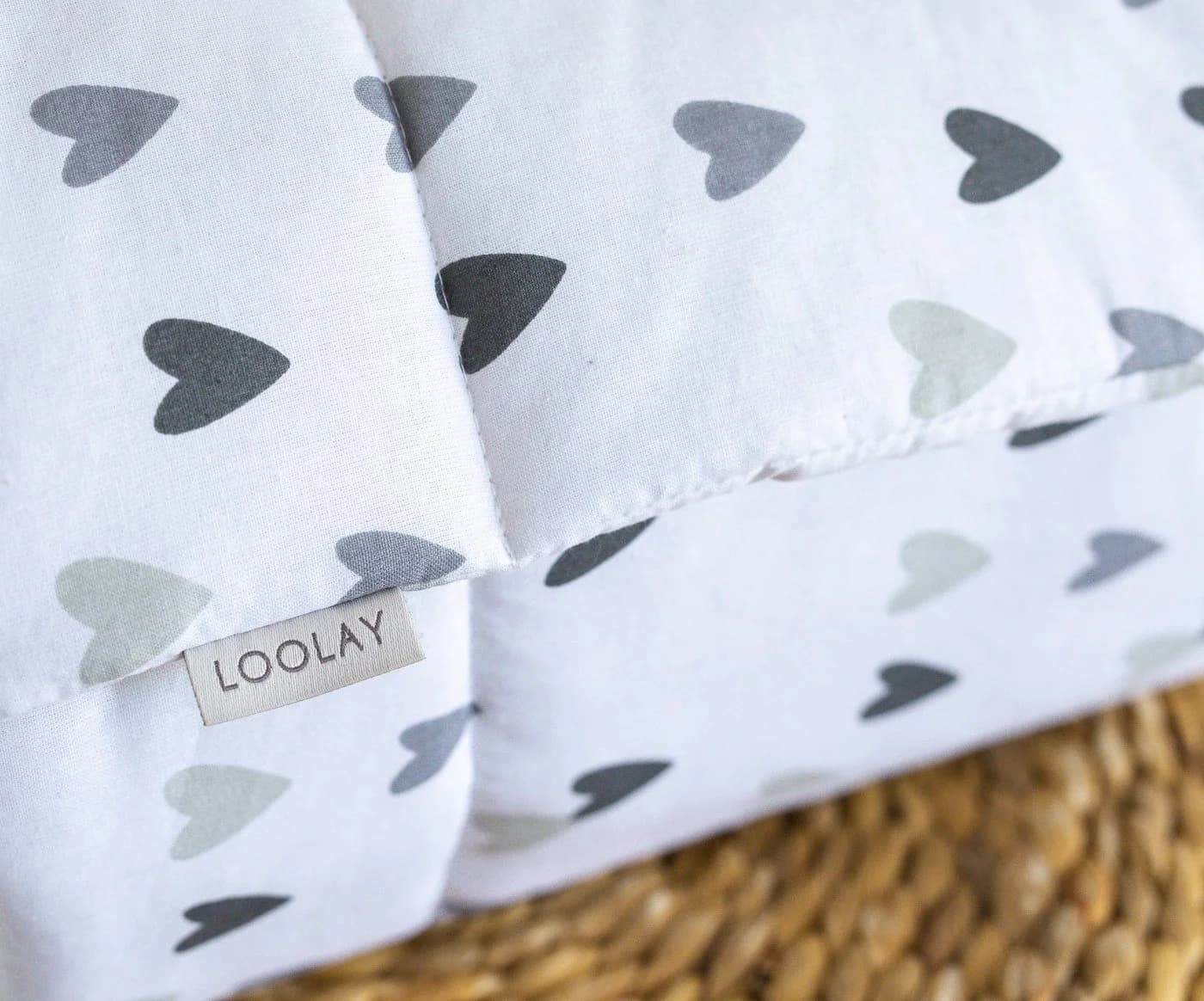 Loolay Bettnestchen HERZ Grau Baumwolle Atmungsaktives Babybett - Bild 2