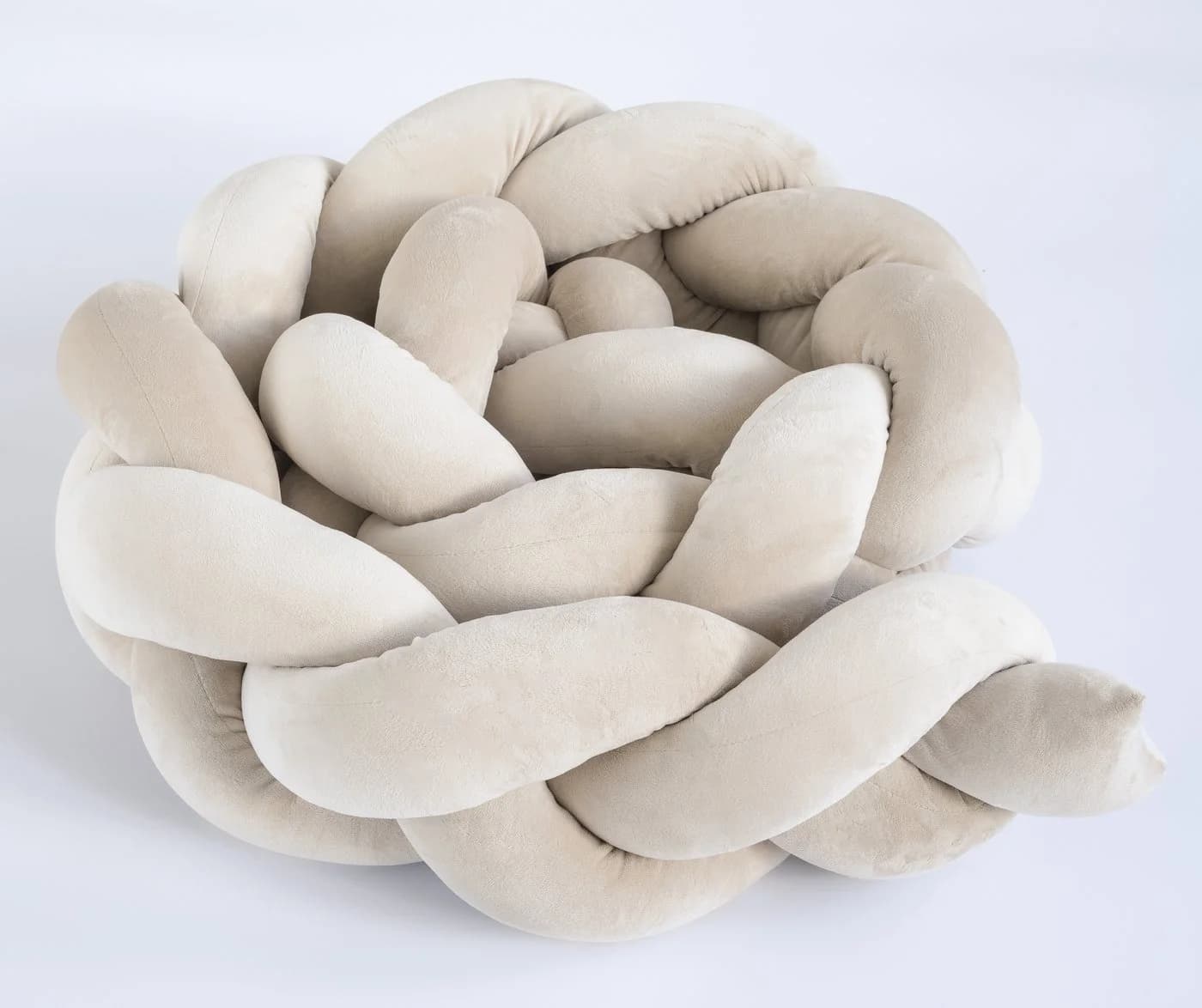 Loolay Nestchenschlange SAMT BEIGE Geflochtenes Kissen Zierkissen Dekokissen Bettumrandung