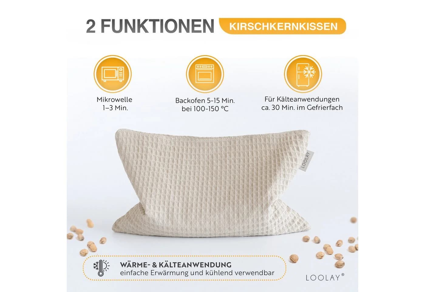 Loolay Kirschkernkissen Wärmekissen Bio-Baumwolle Beige - Bild 4