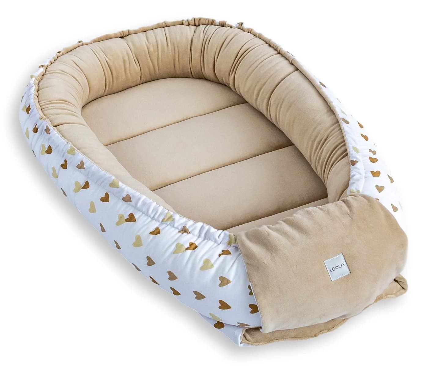 Loolay Babynest SOLO Premium Beige Samt-Velours Wendbar