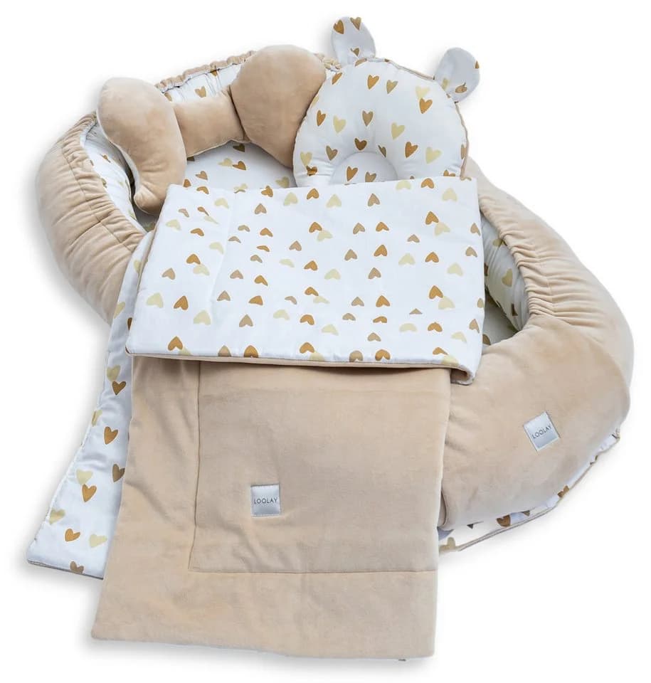 Loolay Kuschelnest BABYNEST 5-tlg. Set Premium Babyausstattung Baumwolle & Samt Velours - Bild 2