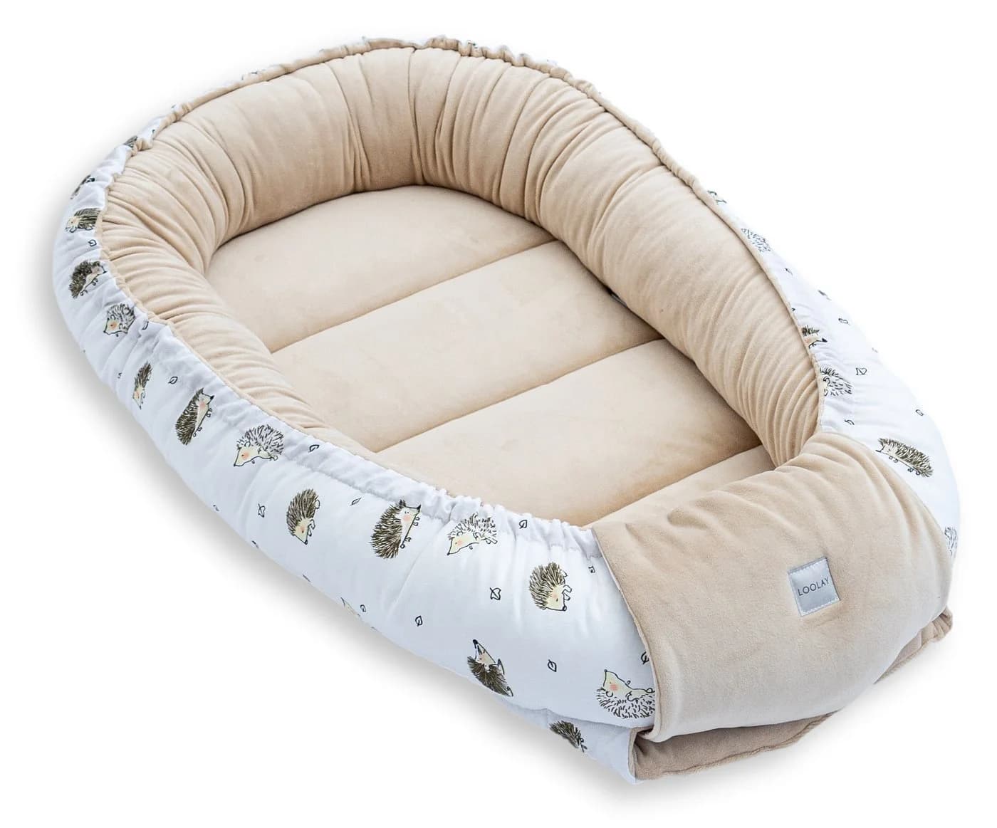 Loolay Kuschelnest BABYNEST SOLO Premium Babyausstattung Baumwolle & Samt Velours Beige/Braun