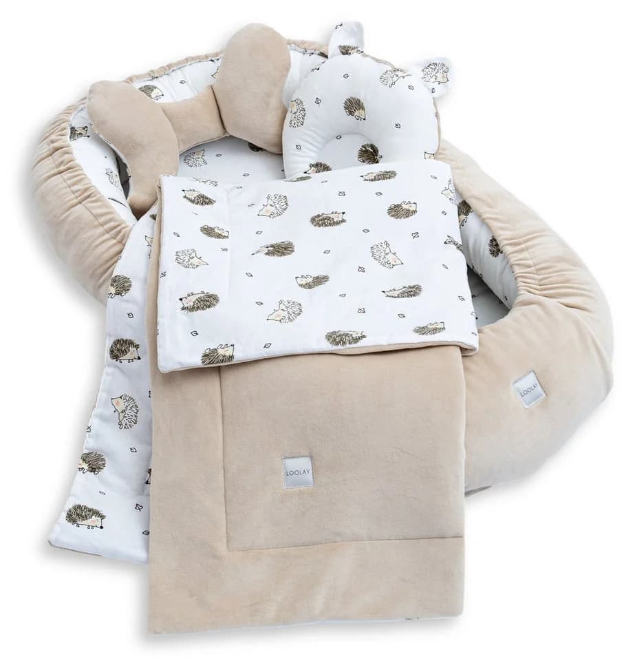 Loolay Kuschelnest BABYNEST 5-tlg. Set Premium Babyausstattung Baumwolle & Samt Velours - Bild 2