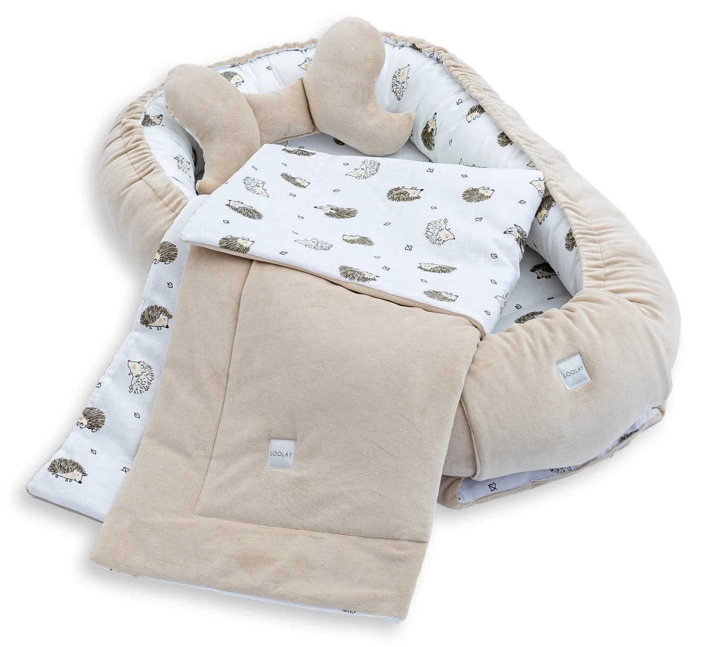 Loolay Kuschelnest BABYNEST 5-tlg. Set Premium Babyausstattung Baumwolle & Samt Velours - Bild 3
