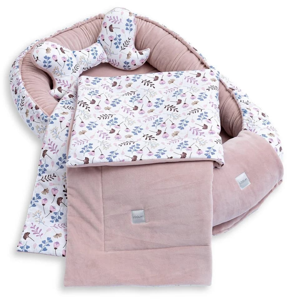 Loolay Kuschelnest 5-tlg. Set Premium Babyausstattung Baumwolle & Samt Velours - Bild 3