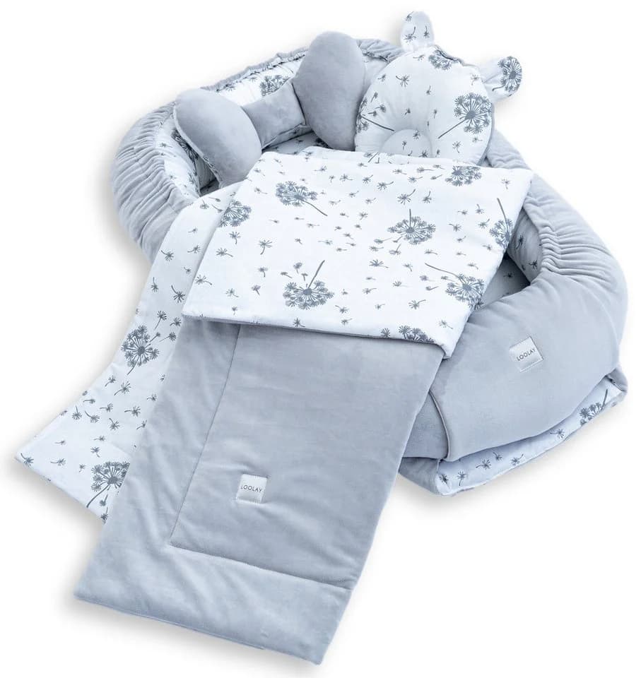 Loolay Kuschelnest BABYNEST 5-tlg. Set PREMIUM Baumwolle & Samt Velours - Bild 2