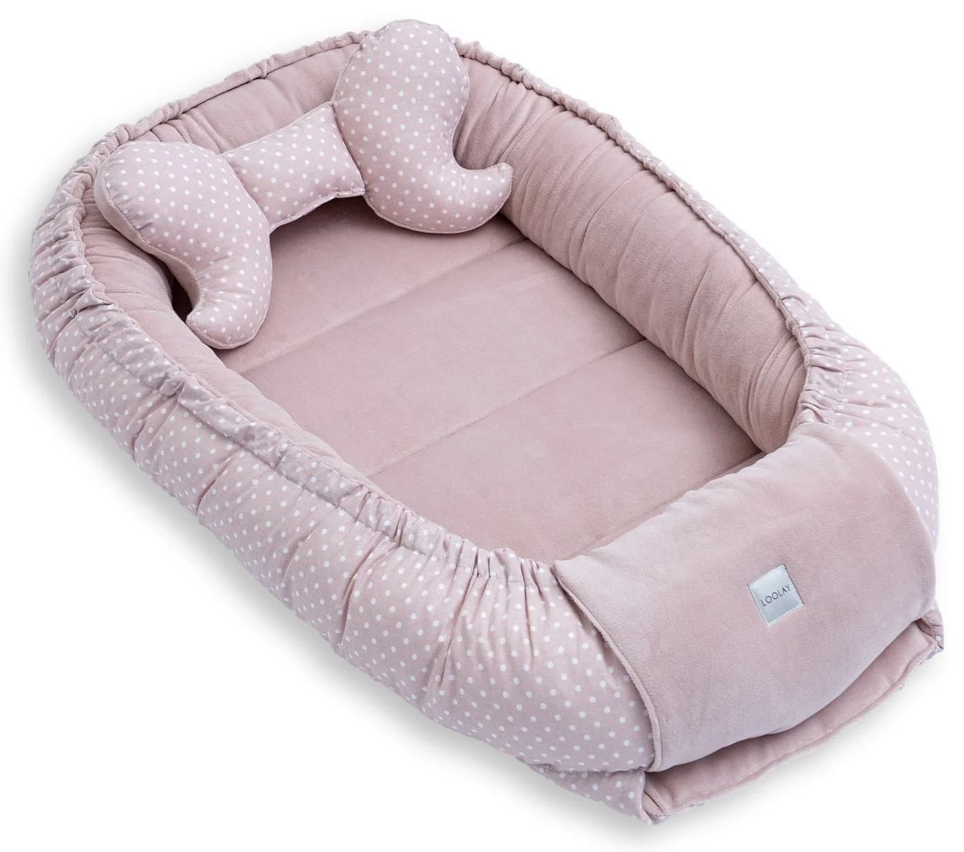 Loolay Kuschelnest BABYNEST + Kissen Rosa Samt Velours 2-tlg.