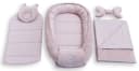 Loolay Kuschelnest BABYNEST 5-tlg. Set Premium Babyausstattung Baumwolle & Samt Velours Rosa Bild 1