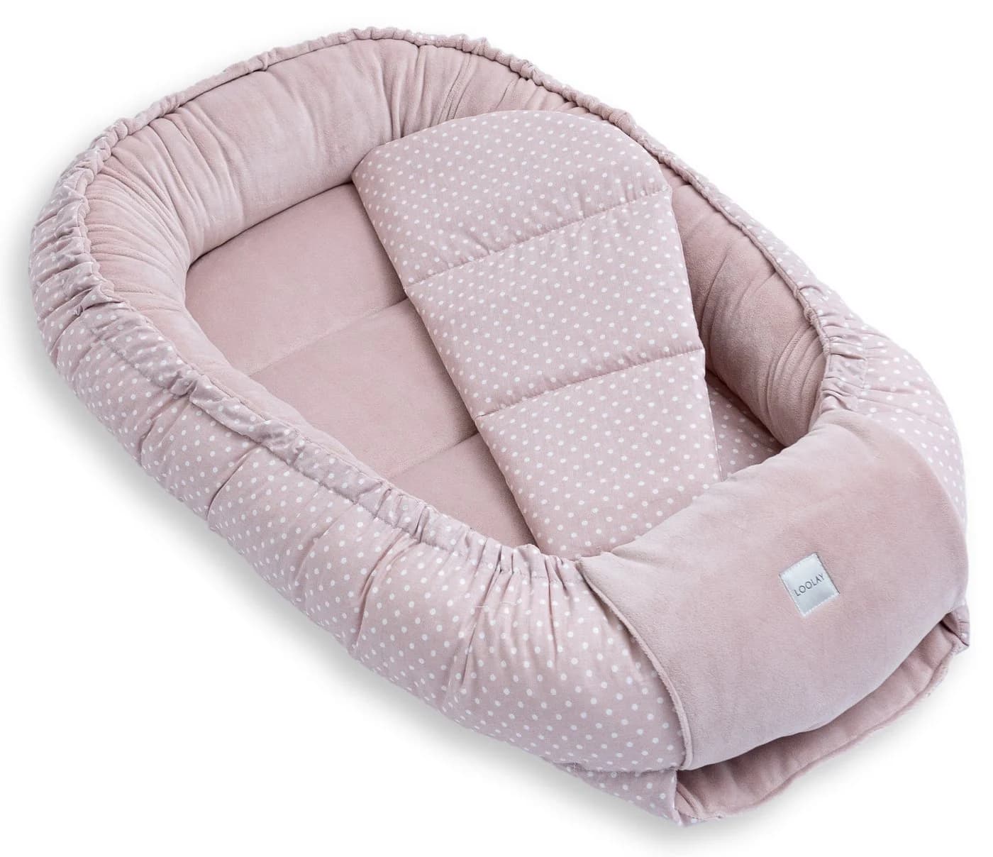 Loolay Kuschelnest BABYNEST 5-tlg. Set Premium Babyausstattung Baumwolle & Samt Velours Rosa - Bild 4