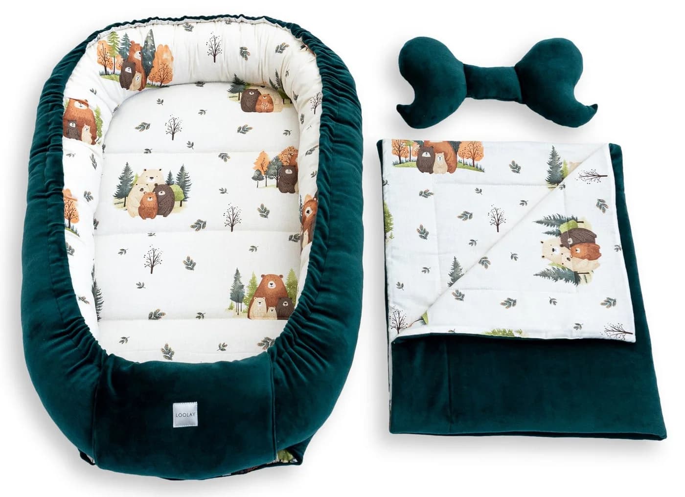 Loolay Kuschelnest BABYNEST + DECKE + Kissen Baumwolle & Samt Velours - Bild 3