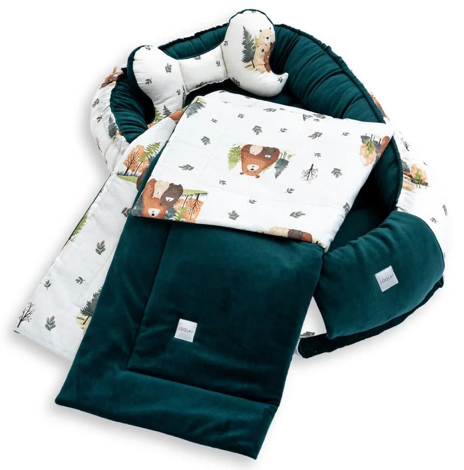 Loolay Kuschelnest BABYNEST 5 TLG. Set Grün/Beige - Bild 3