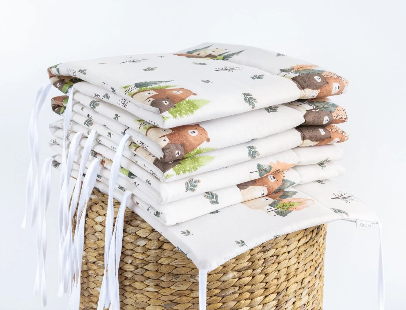 Loolay Bettnestchen Bärchen Familie Beige Atmungsaktives Babybett