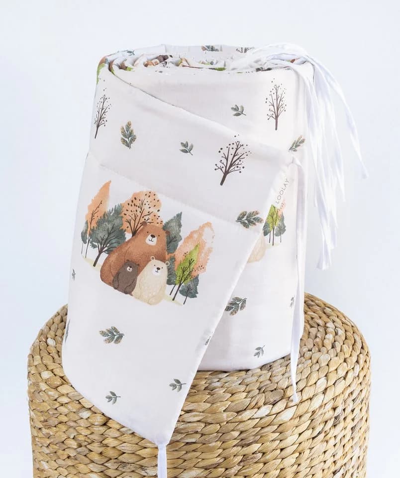 Loolay Bettnestchen Bärchen Familie Beige Atmungsaktives Babybett - Bild 2