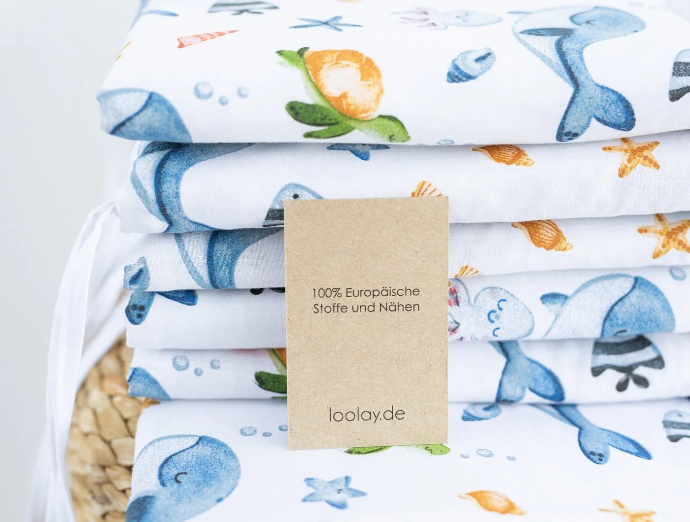 Loolay Bettnestchen Meer Ozean Wal Fische Schildkröte Baumwolle Babybett - Bild 3
