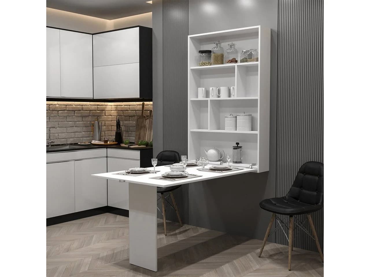 MIRJAN24 Klapptisch Abi mit Regalen Weiß Wandtisch Esszimmer - Bild 4