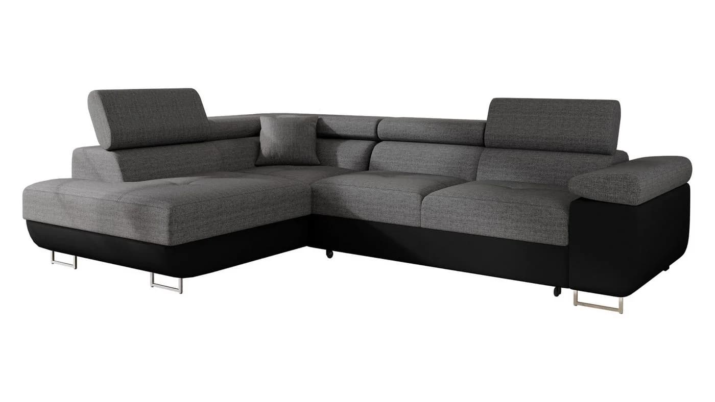 MIRJAN24 Ecksofa Torezio mit Bettkasten und Schlaffunktion Schwarz