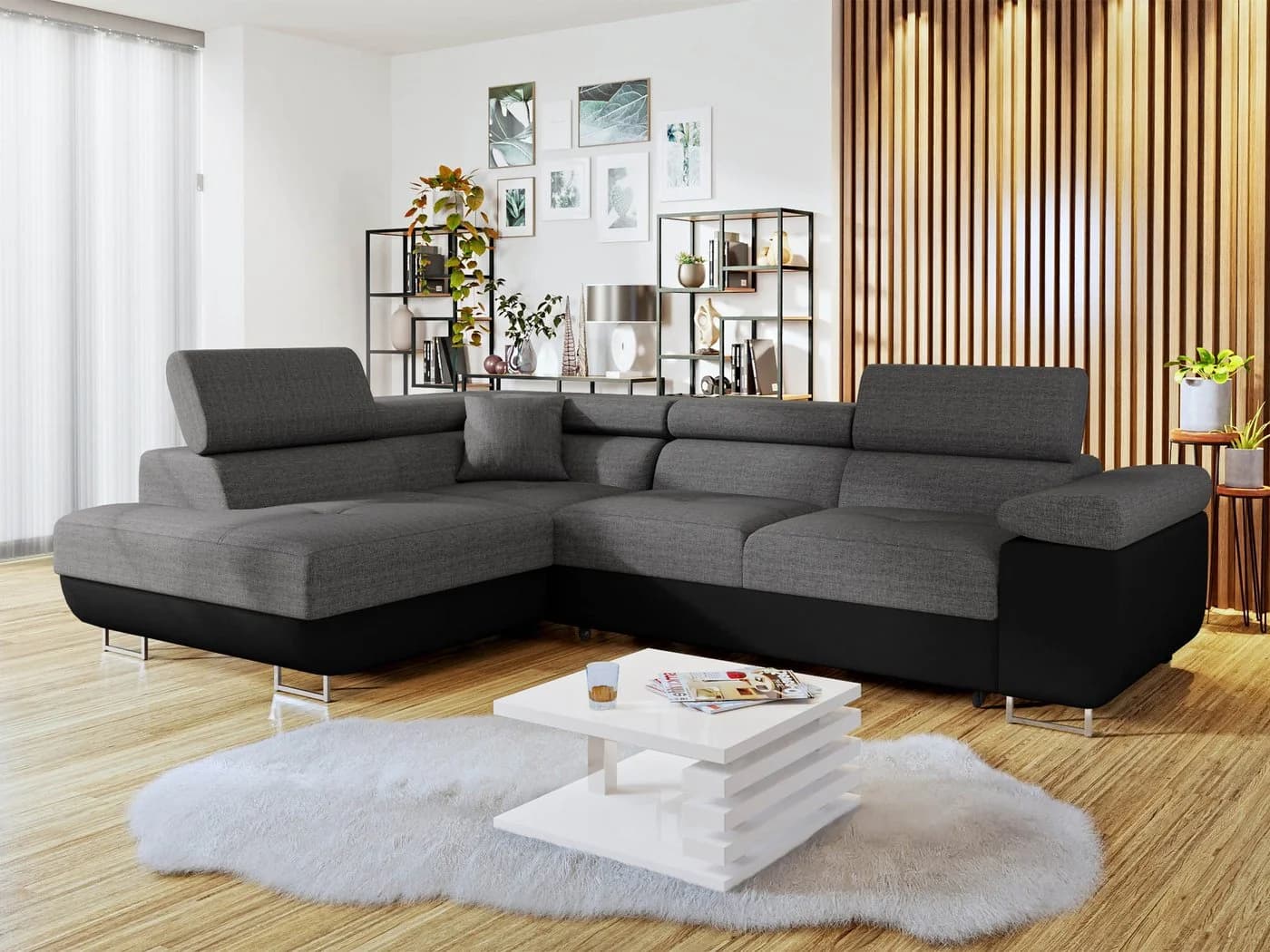 MIRJAN24 Ecksofa Torezio mit Bettkasten und Schlaffunktion Schwarz - Bild 3