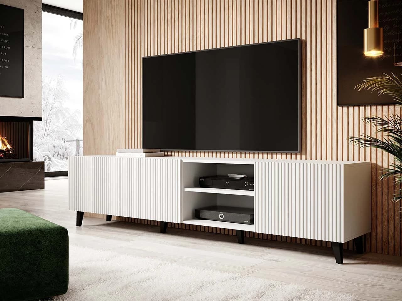MIRJAN24 TV-Schrank Pafos 200 Modern Weiß/Schwarz 4 Türen - Bild 3