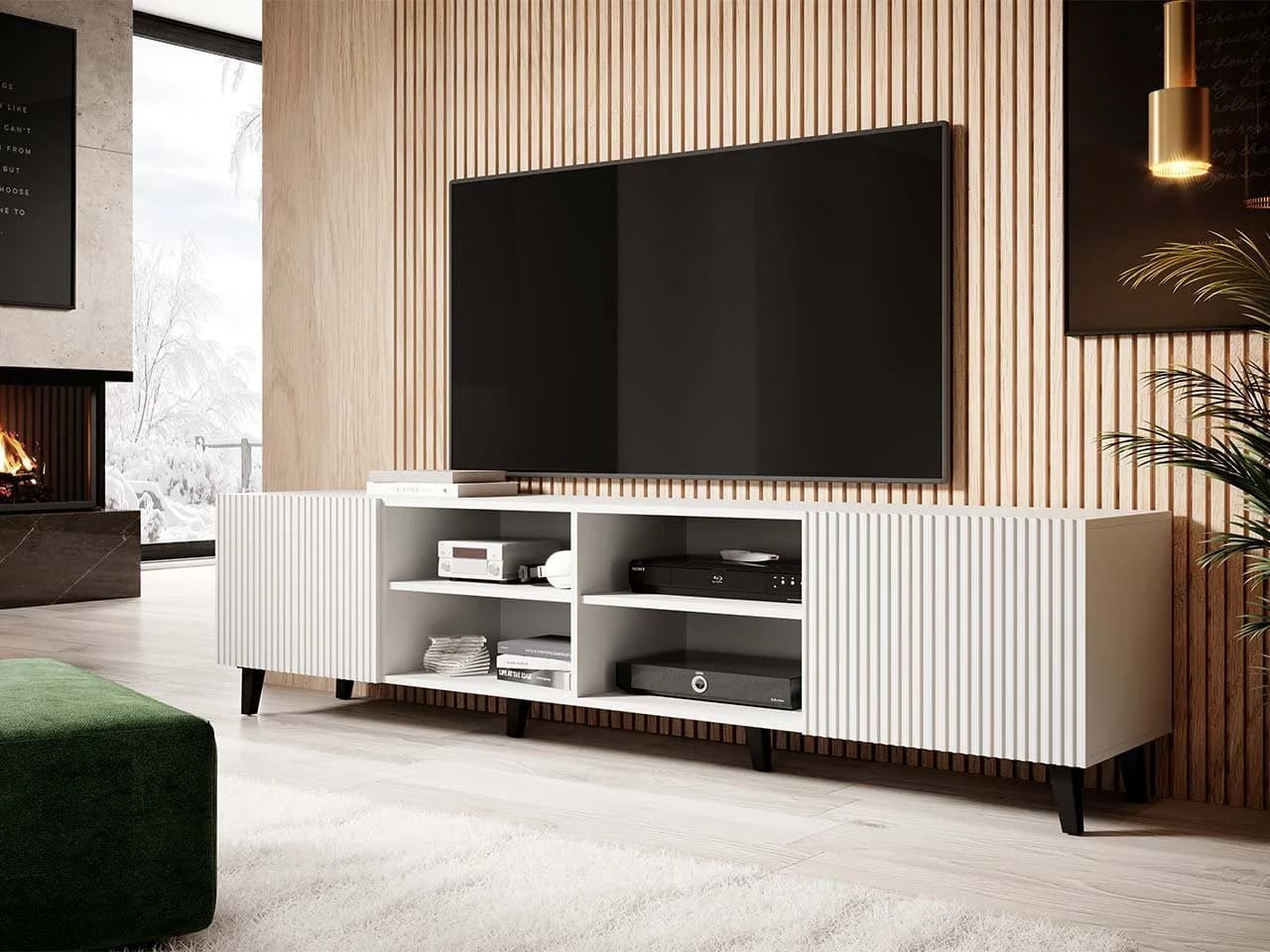 MIRJAN24 TV-Schrank Pafos 200 Modern Weiß/Schwarz 4 Türen - Bild 4