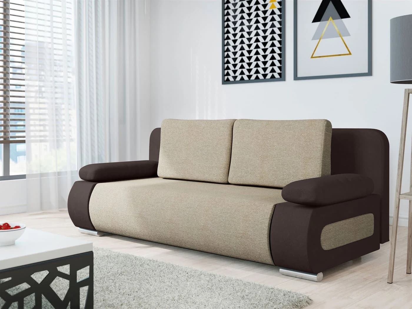 MIRJAN24 Schlafsofa Emma Beige 3-Sitzer mit Schlaffunktion und Bettkasten - Bild 2