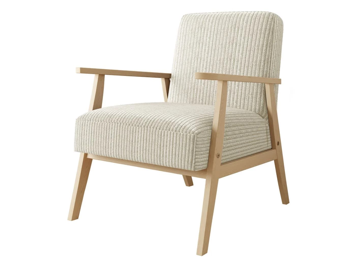 MIRJAN24 Sessel Retro Cord Beige mit Holzarmlehne - Bild 2
