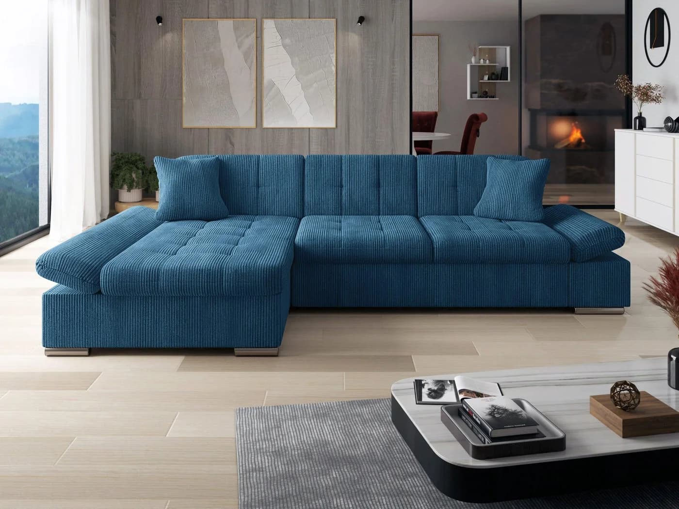 MIRJAN24 Ecksofa Malwi Cord L-Form mit Schlaffunktion und Bettkasten - Bild 2