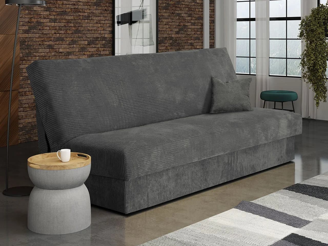 MIRJAN24 Schlafsofa Adela Mini Cord Grau mit Schlaffunktion und Bettkasten - Bild 2