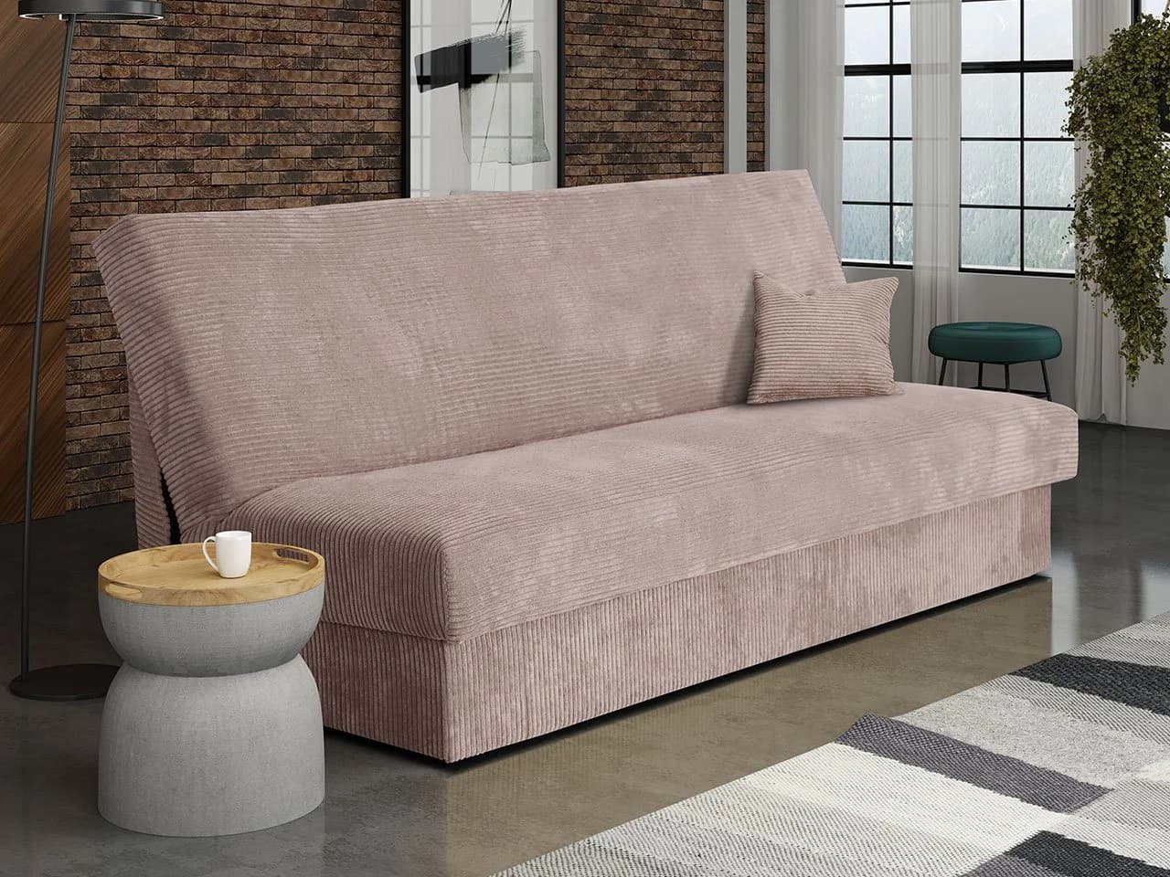 MIRJAN24 Schlafsofa Adela Mini Cord Rosa mit Bettkasten und Schlaffunktion - Bild 2