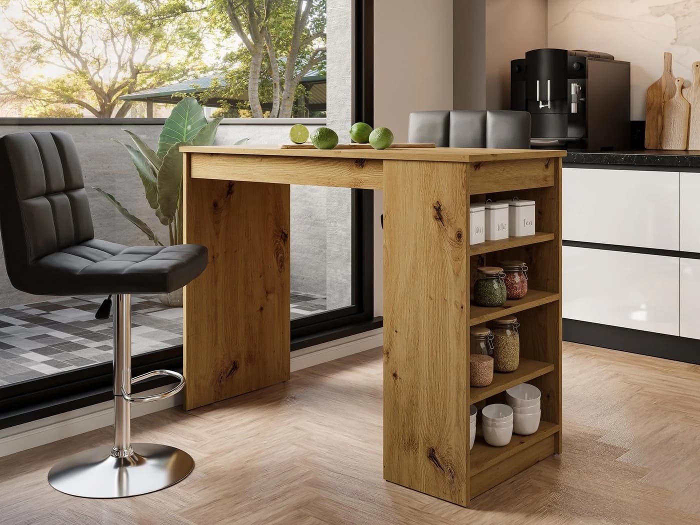 MIRJAN24 Bartisch Zotino mit Regale Braun Laminat