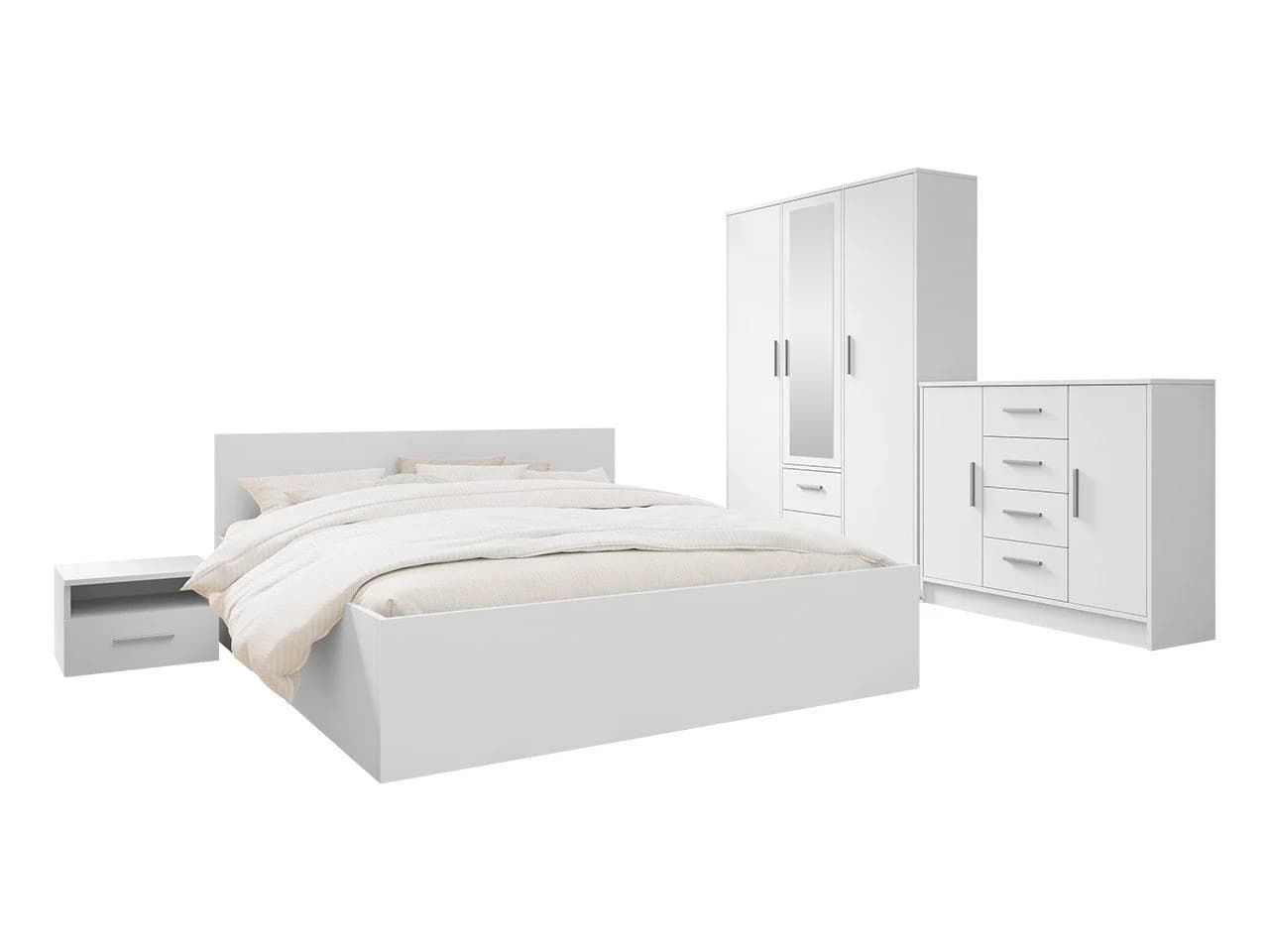MIRJAN24 Schlafzimmer-Set Tokyo I 160 Weiß mit Lattenrost und Frontspiegel - Bild 2