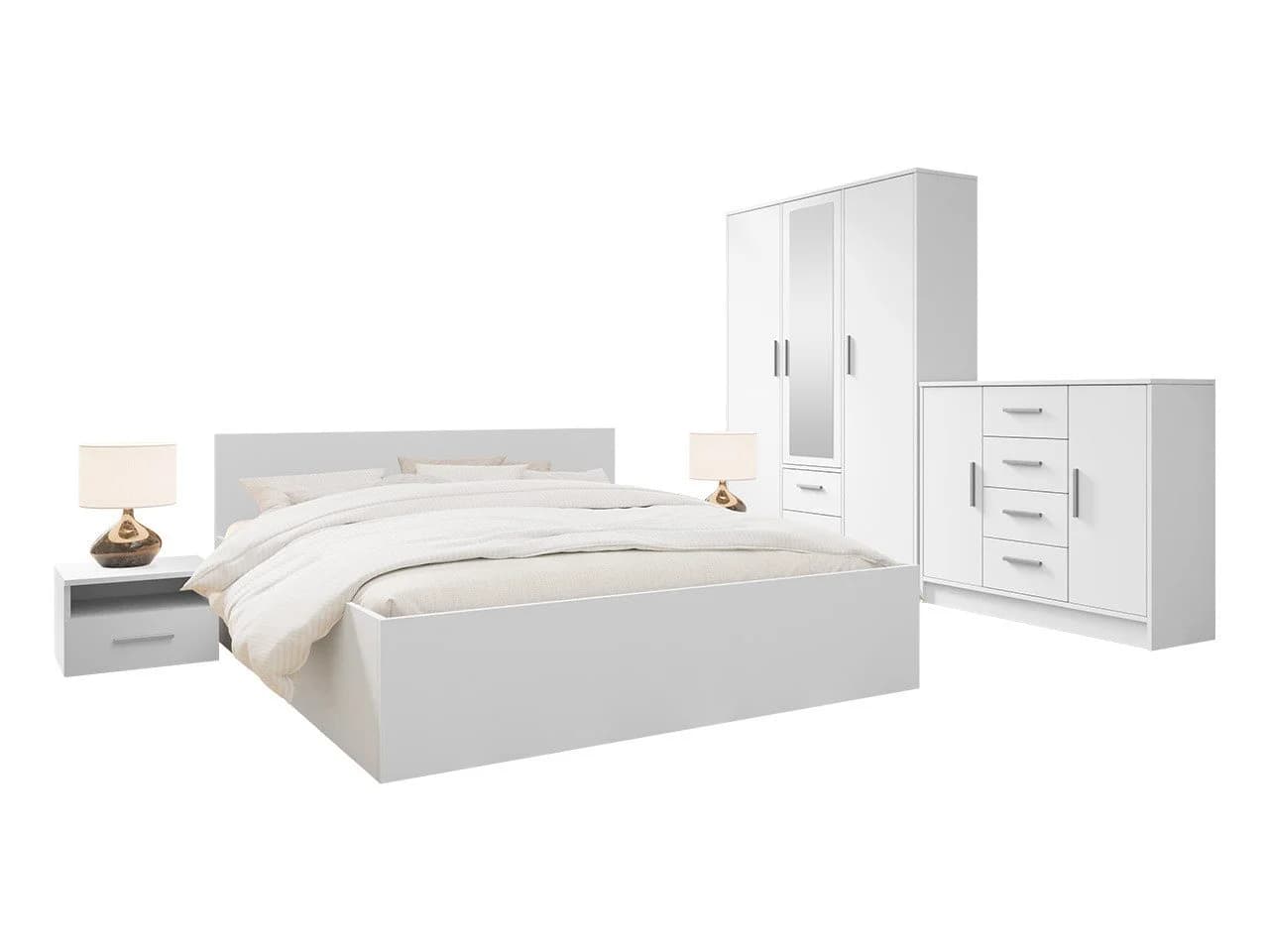 MIRJAN24 Schlafzimmer-Set Tokyo I 160 Weiß mit Lattenrost und Frontspiegel - Bild 3
