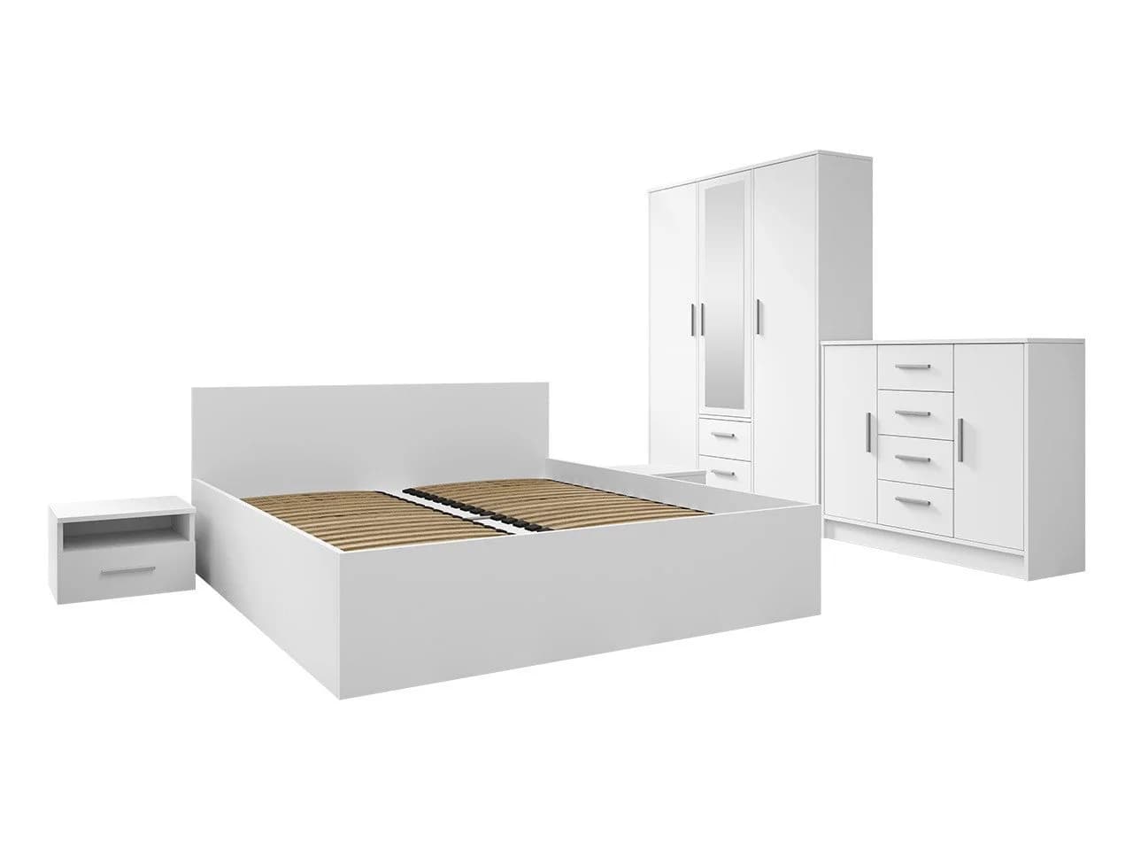 MIRJAN24 Schlafzimmer-Set Tokyo I 160 Weiß mit Lattenrost und Frontspiegel - Bild 4