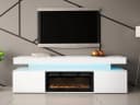 MIRJAN24 TV-Schrank EF 2D Glossa mit LED-Kamin Weiß Hochglanz Bild 1