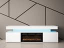MIRJAN24 TV-Schrank EF 2D Glossa mit LED-Kamin Weiß Hochglanz Bild 3