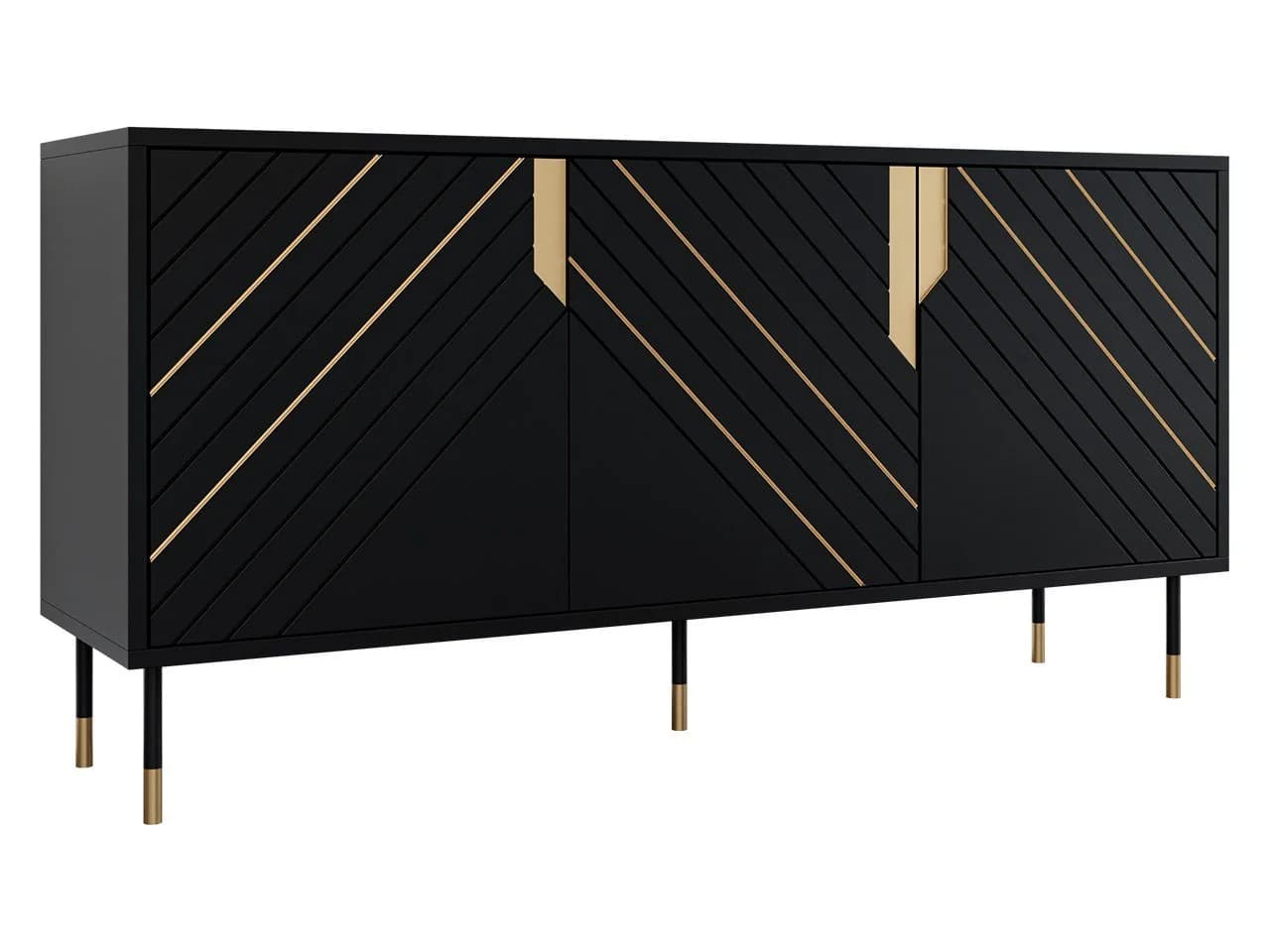 MIRJAN24 Kommode Mountain 3D 150 Schwarz Gold Drehtüren - Bild 2