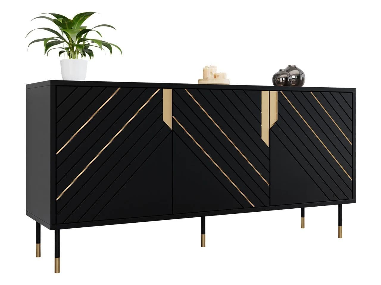 MIRJAN24 Kommode Mountain 3D 150 Schwarz Gold Drehtüren - Bild 5