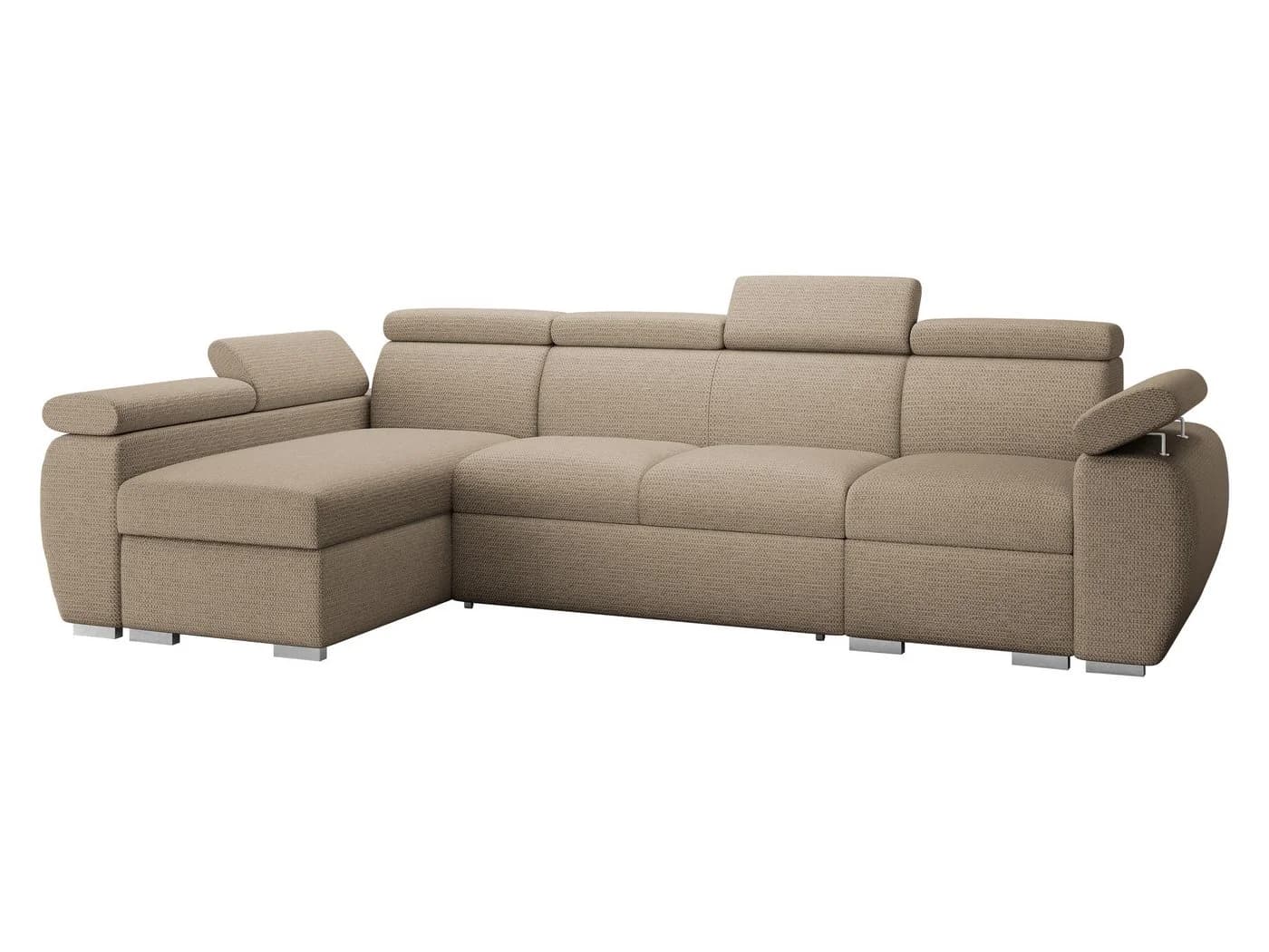 MIRJAN24 Ecksofa Boston LCP Beige mit Schlaffunktion und Bettkästen