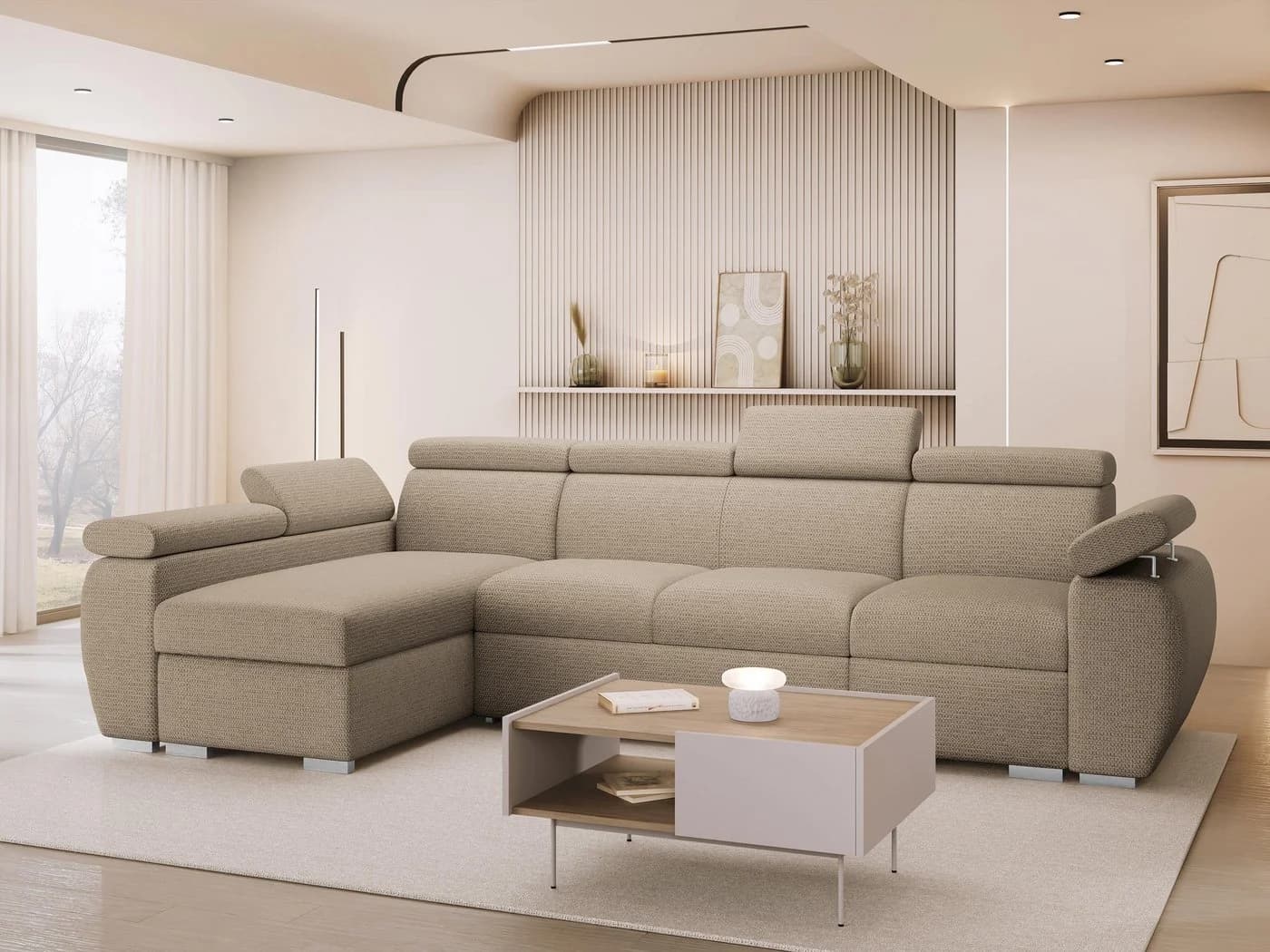 MIRJAN24 Ecksofa Boston LCP Beige mit Schlaffunktion und Bettkästen - Bild 2